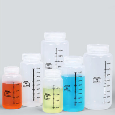 250mL 500mL 1L PP Clear Wide Mouth Round Graduated Bottles with Scale Lines Non Toxic Leak Resistant Jars for Household Filling