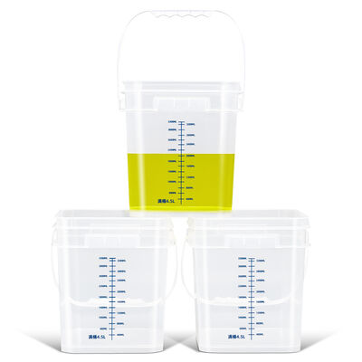 Wholesale 4L 10L 16L Clear PP Graduated Bucket Eco Friendly Thickened Empty Plastic Square Bucket With Scale Line for Chemical Liquids