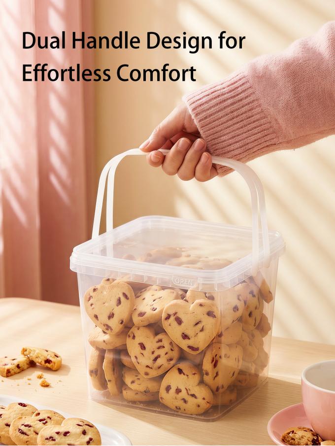 5L Plastic Square Bucket With Dual Handle and Lid Food Grade PP Container